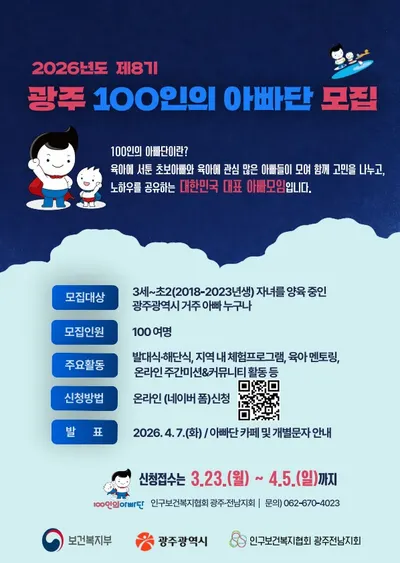 아이 키우는 아빠들 모여라…광주, 제8기 ‘100인의 아빠단’ 모집